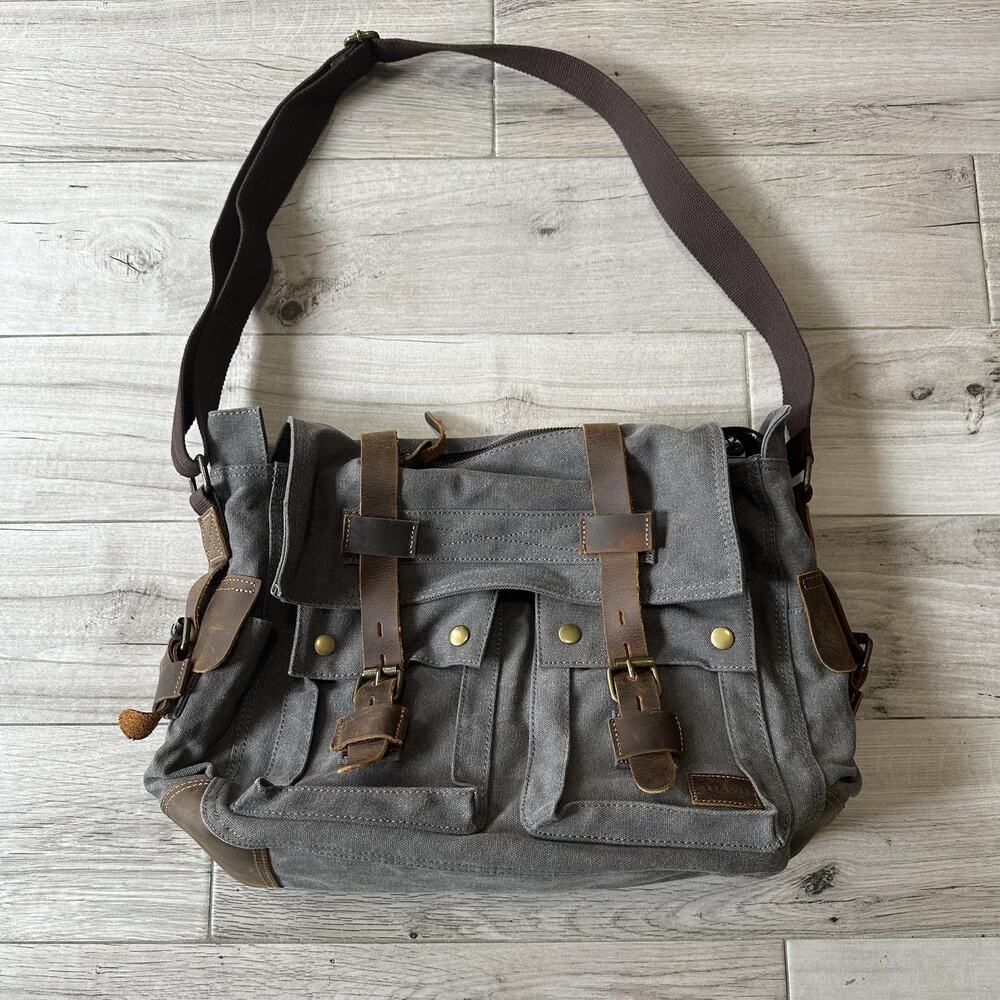 Lifewit Canvas Messenger Bag Medium Gray Laptop Shoulder Satchel Travel